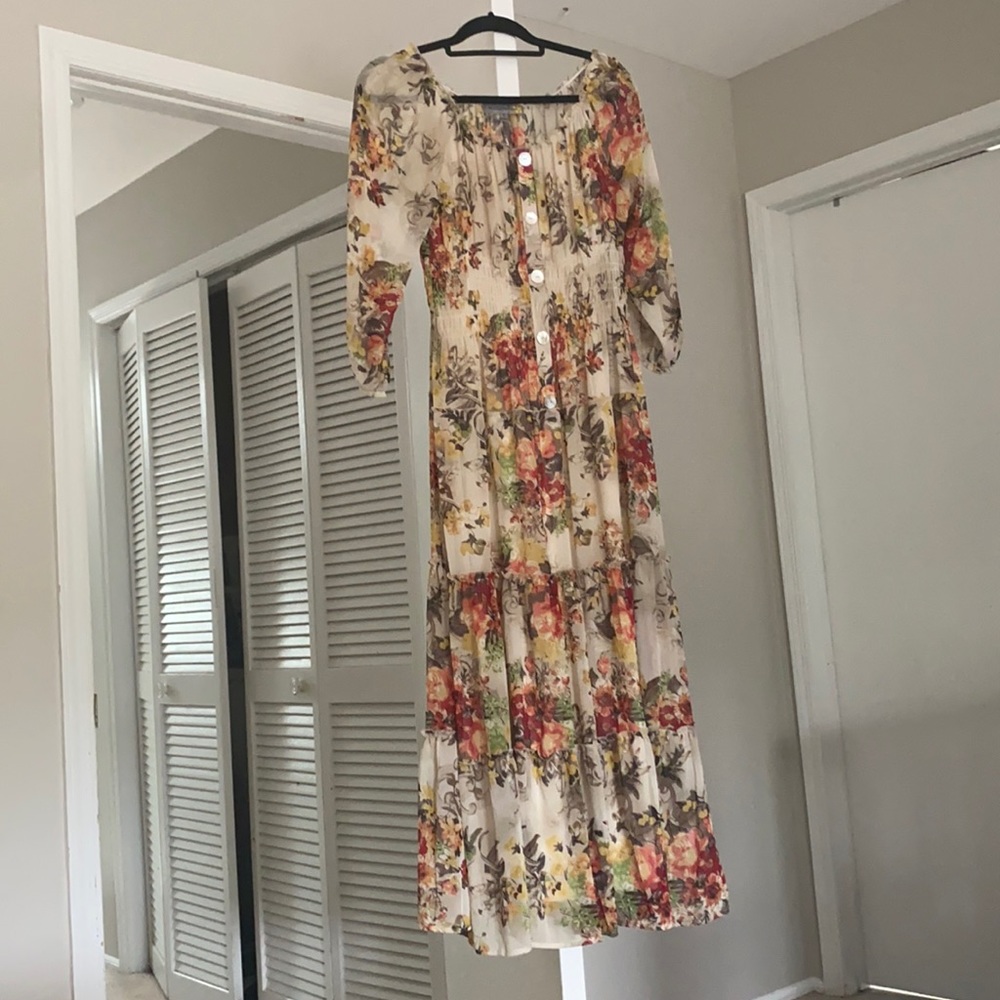 Floral long sleeve maxi dress